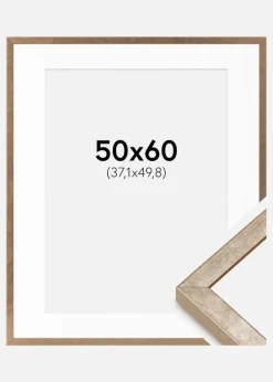 Ramme Ares Messing 50x60 cm - Passepartout Hvid 15x20 inches