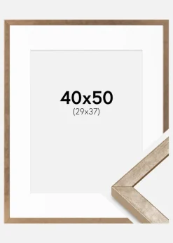 Ramme Ares Messing 40x50 cm - Passepartout Hvid 30x38 cm