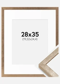 Ramme Ares Messing 28x35 cm - Passepartout Hvid 8x10 inches