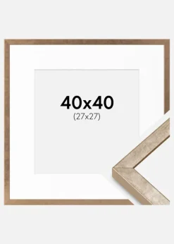 Ramme Ares Messing 40x40 cm - Passepartout Hvid 28x28 cm