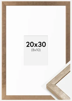 Ramme Ares Messing 20x30 cm - Passepartout Hvid 9x11 cm