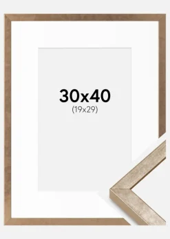Ramme Ares Messing 30x40 cm - Passepartout Hvid 20x30 cm