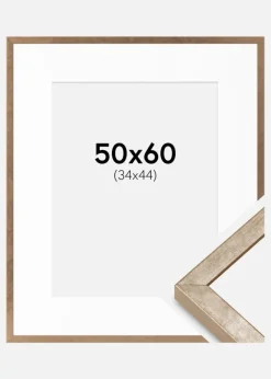 Ramme Ares Messing 50x60 cm - Passepartout Hvid 35x45 cm