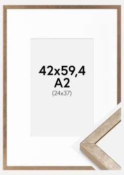 Ramme Ares Messing 42x59,4 cm - Passepartout Hvid 25x38 cm