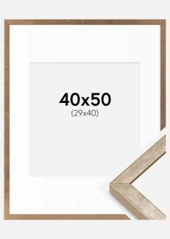 Ramme Ares Messing 40x50 cm - Passepartout Hvid 30x41 cm