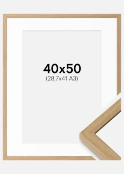 Ramme Ares Naturlig Eg 40x50 cm - Passepartout Hvid 29,7x42 cm