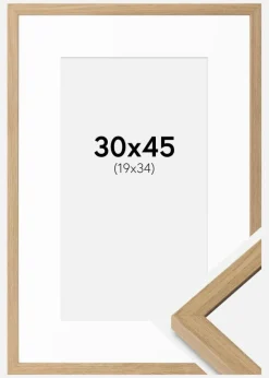 Ramme Ares Naturlig Eg 30x45 cm - Passepartout Hvid 20x35 cm