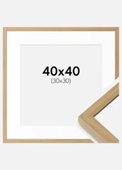 Ramme Ares Naturlig eg 40x40 cm - Passepartout Hvid 31x31 cm