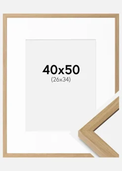 Ramme Ares Naturlig Eg 40x50 cm - Passepartout Hvid 27x35 cm