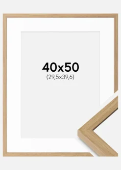 Ramme Ares Naturlig Eg 40x50 cm - Passepartout Hvid 12x16 inches