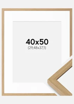 Ramme Ares Naturlig Eg 40x50 cm - Passepartout Hvid 12x15 inches