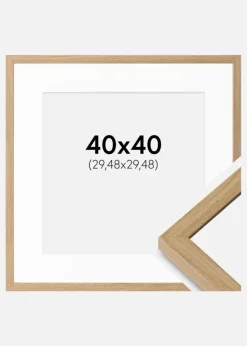 Ramme Ares Naturlig Eg 40x40 cm - Passepartout Hvid 12x12 inches