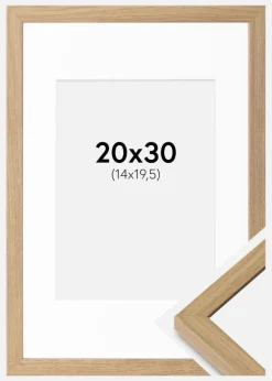 Ramme Ares Naturlig Eg 20x30 cm - Passepartout Hvid 15x21 cm