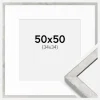 Ramme Ares Sølv 50x50 cm - Passepartout Hvid 35x35 cm