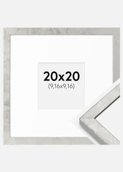 Ramme Ares Sølv 20x20 cm - Passepartout Hvid 4x4 inches