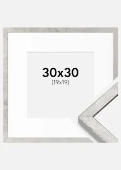 Ramme Ares Sølv 30x30 cm - Passepartout Hvid 20x20 cm