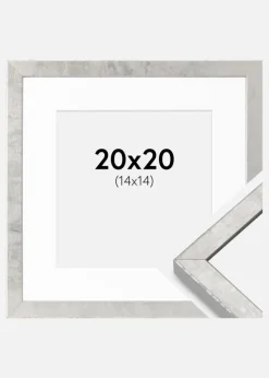 Ramme Ares Sølv 20x20 cm - Passepartout Hvid 15x15 cm