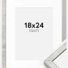 Ramme Ares Sølv 18x24 cm - Passepartout Hvid 13x18 cm