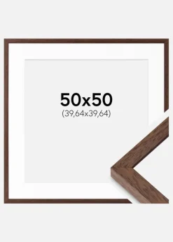 Ramme Ares Teak 50x50 cm - Passepartout Hvid 16x16 inches