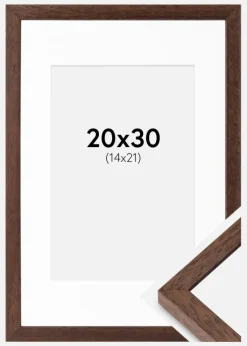 Ramme Ares Teak 20x30 cm - Passepartout Hvid 15x22 cm