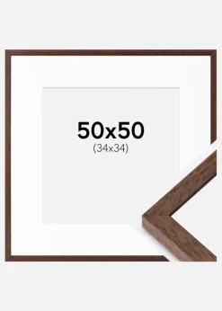 Ramme Ares Teak 50x50 cm - Passepartout Hvid 35x35 cm