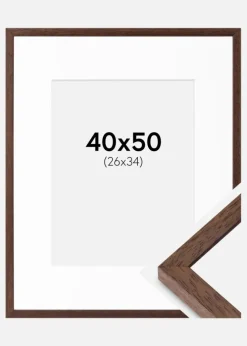 Ramme Ares Teak 40x50 cm - Passepartout Hvid 27x35 cm