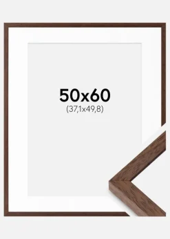 Ramme Ares Teak 50x60 cm - Passepartout Hvid 15x20 inches