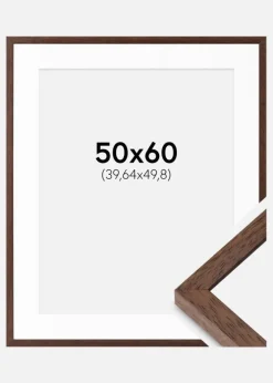 Ramme Ares Teak 50x60 cm - Passepartout Hvid 16x20 inches