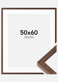 Ramme Ares Teak 50x60 cm - Passepartout Hvid 41x51 cm