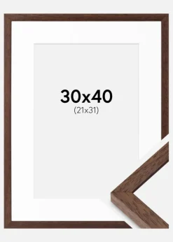 Ramme Ares Teak 30x40 cm - Passepartout Hvid 22x32 cm