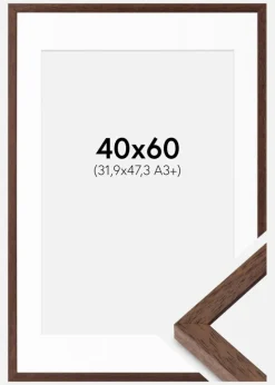 Ramme Ares Teak 40x60 cm - Passepartout Hvid 32,9x48,3 cm