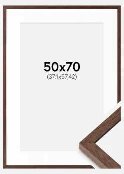 Ramme Ares Teak 50x70 cm - Passepartout Hvid 15x23 inches