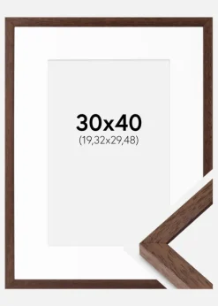 Ramme Ares Teak 30x40 cm - Passepartout Hvid 8x12 inches