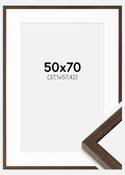 Ramme Ares Valnød 50x70 cm - Passepartout Hvid 15x23 inches