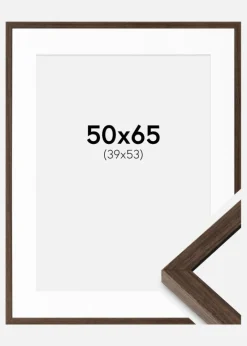 Ramme Ares Valnød 50x65 cm - Passepartout Hvid 40x54 cm