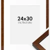 Ramme Ares valnød 24x30 cm - Passepartout Hvid 7x9 inches
