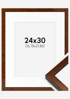 Ramme Ares valnød 24x30 cm - Passepartout Hvid 7x9 inches