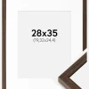 Ramme Ares Valnød 28x35 cm - Passepartout Hvid 8x10 inches