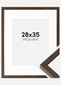 Ramme Ares Valnød 28x35 cm - Passepartout Hvid 8x10 inches