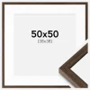 Ramme Ares Valnød 50x50 cm - Passepartout Hvid 39x39 cm