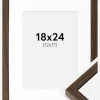 Ramme Ares Valnød 18x24 cm - Passepartout Hvid 13x18 cm