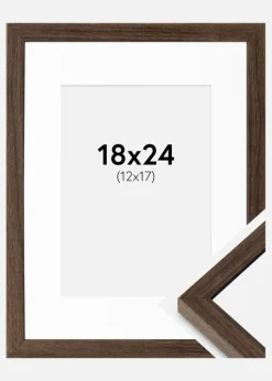 Ramme Ares Valnød 18x24 cm - Passepartout Hvid 13x18 cm