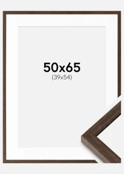 Ramme Ares Valnød 50x65 cm - Passepartout Hvid 40x55 cm