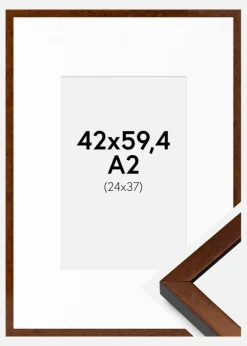 Ramme Ares valnød 42x59,4 cm - Passepartout Hvid 25x38 cm