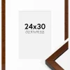 Ramme Ares valnød 24x30 cm - Passepartout Hvid 5,5x8 inches