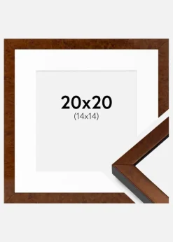 Ramme Ares valnød 20x20 cm - Passepartout Hvid 15x15 cm