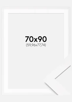 Ramme BGA Classic Hvid 70x90 cm - Passepartout Hvid 24x31 inches
