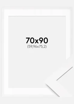Ramme BGA Classic Hvid 70x90 cm - Passepartout Hvid 24x30 inches