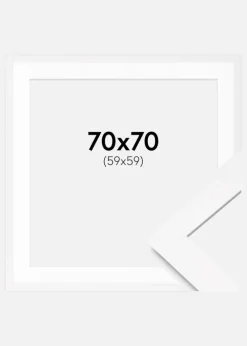 Ramme BGA Classic Hvid 70x70 cm - Passepartout Hvid 60x60 cm