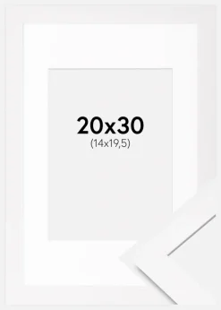 Ramme BGA Classic Hvid 20x30 cm - Passepartout Hvid 15x21 cm